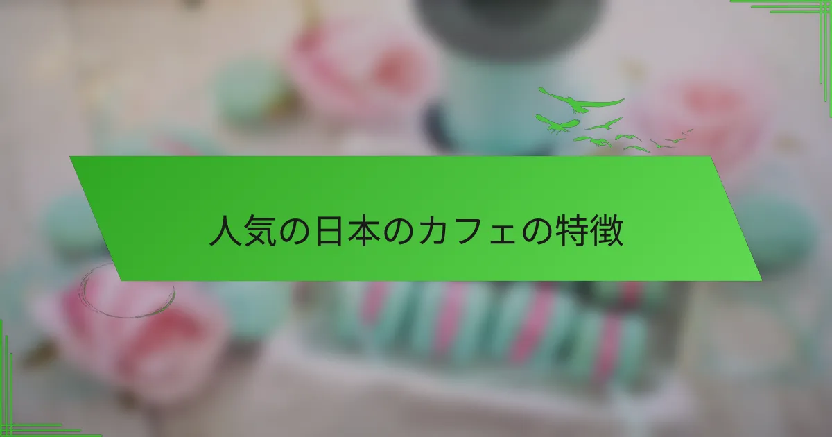 人気の日本のカフェの特徴