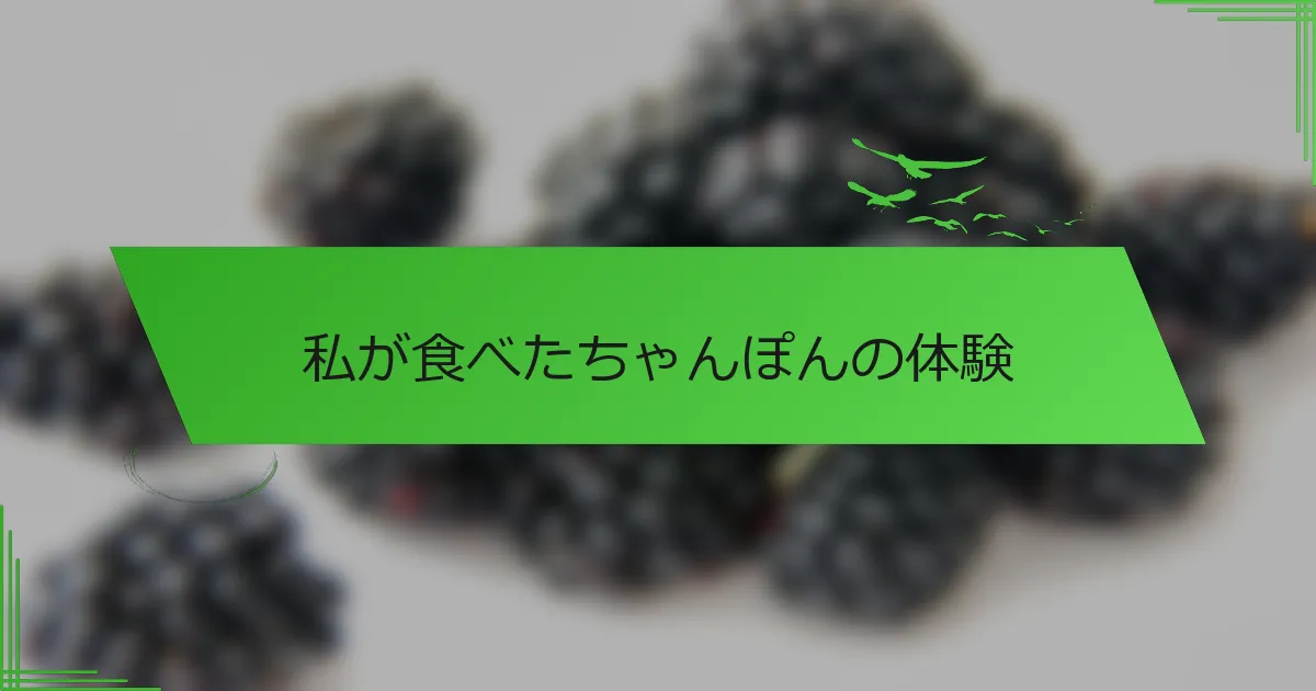 私が食べたちゃんぽんの体験